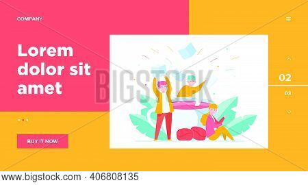 Tiny People Mixing Sugar In Big Cup Of Coffee Flat Vector Illustration. Cartoon Office Employees At 