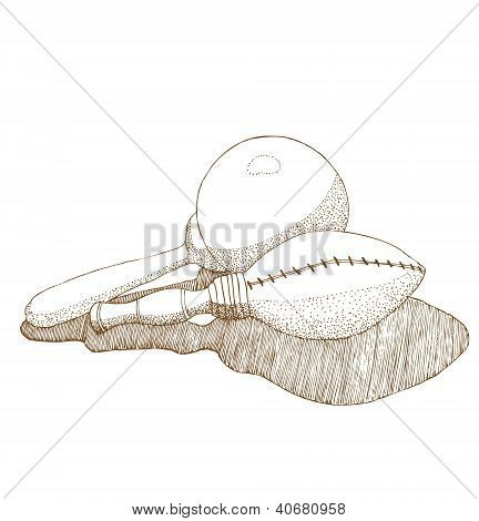 マラカス。白い背景で隔離の手描きイラスト