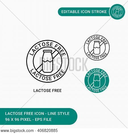 Lactose Free Icons Set Vector Illustration With Icon Line Style. Editable Stroke Icon On Isolated Wh