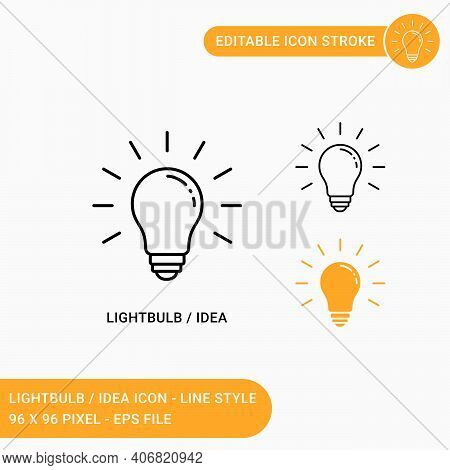 Light Bulb Icons Set Vector Illustration With Icon Line Style. Idea Icon Concept. Editable Stroke Ic