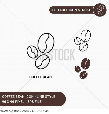 Coffee Beans Icons Set Vector Illustration With Icon Line Style. Editable Stroke Icon On Isolated Wh