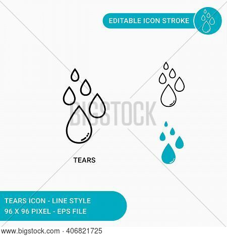 Tears Icons Set Vector Illustration With Icon Line Style. Eye Tear Icon Concept. Editable Stroke Ico