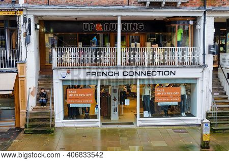 Chester; Uk: Jan 29, 2021: The Rows In Chester Are An Unique Layout Of Shops On 2 Levels. The French