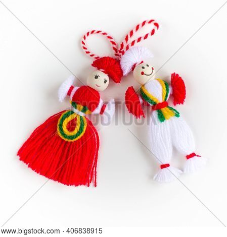 Bulgarian Martenitsa Spring Sign On White Background