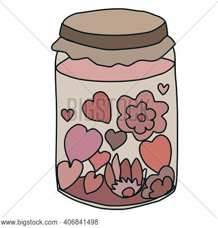 Vector Bottle Of Jam From Hearts Brown And Pink