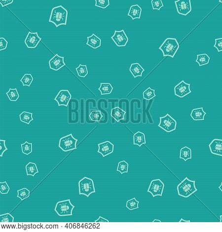 Green System Bug Concept Icon Isolated Seamless Pattern On Green Background. Code Bug Concept. Bug I