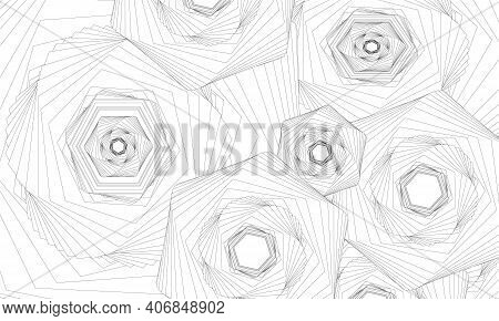 Abstract Background By Black And White Hexagonal
Pattern
