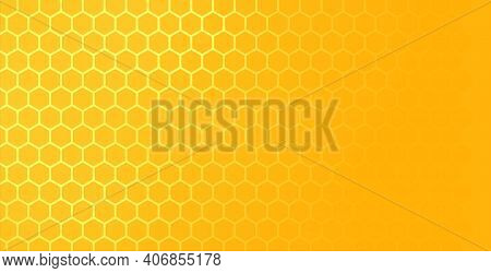 Yellow Hexagonal Honeycomb Mesh Pattern With Text Space