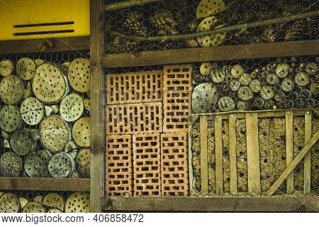 Bee Hotel. A Designed Home For Wild Bees. Found At The Wildlife Park In Warstein, Germany