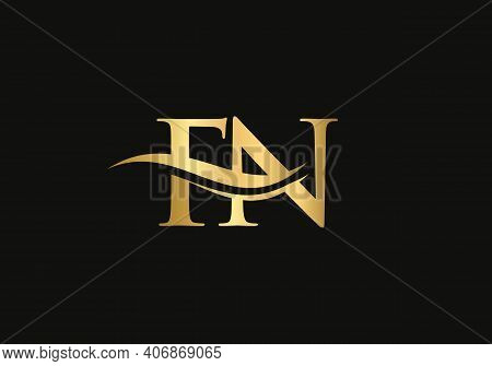 Initial Fn Letter Linked Logo Vector Template. Swoosh Letter As Logo Design. Fn Logo Design With Mod