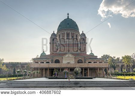 Zagreb, Croatia - Aug 9, 2020: Facade Of Franjo Tudmans Grave In Mirogoj Cemetery