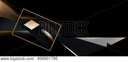 Toned Lit In Dark Abstract Background, Shadow Contrast Composition. Texture Of Minimal Technological