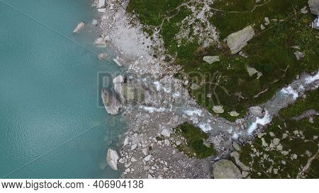 Beautiful Mountain Lake Gelmersee In Bern Switzerland