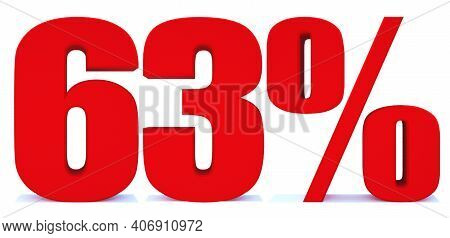63 Percent Off 3d Sign On White Background, Special Offer 63% Discount Tag, Sale Up To 63 Percent Of