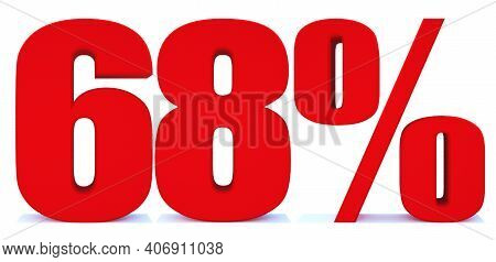 68 Percent Off 3d Sign On White Background, Special Offer 68% Discount Tag, Sale Up To 68 Percent Of
