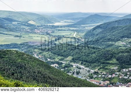View From Lookout Tower Haj, Nova Bana, Slovak Republic. Travel Destination.