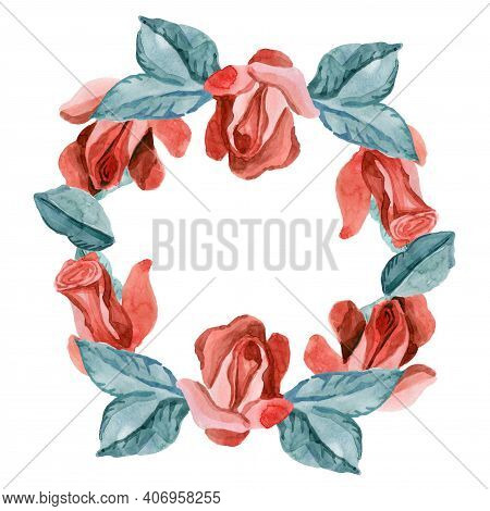 Roses End Peonies Watercolor Hand Drawn Seamless Pattern, Pink And Violet Flowers. Design For Invita