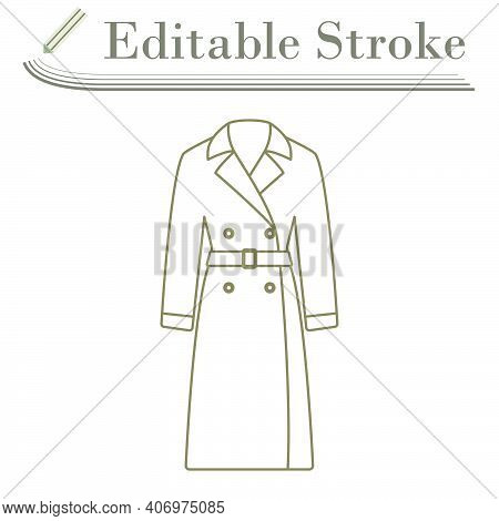 Business Woman Trench Icon. Editable Stroke Simple Design. Vector Illustration.