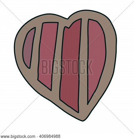 Vector Heart With Lattice Pink And Brown