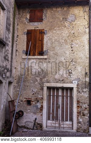 Lazise, Italy - January 16 2021: An Italian Town Of Great Landscape Value Where There Are Also Eleme