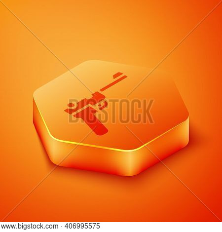 Isometric Mauser Gun Icon Isolated On Orange Background. Mauser C96 Is A Semi-automatic Pistol. Oran