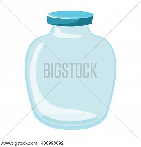 Empty Glass Jar, Vector Clipart On White Background, Flat Style