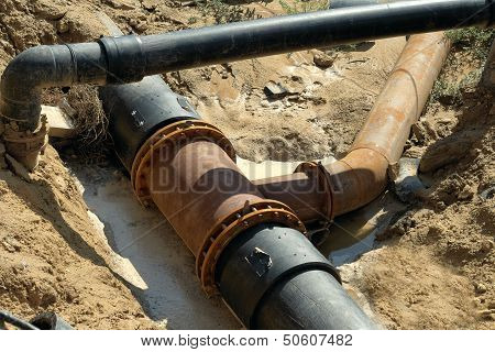 Plastic Pipes In The Ground.