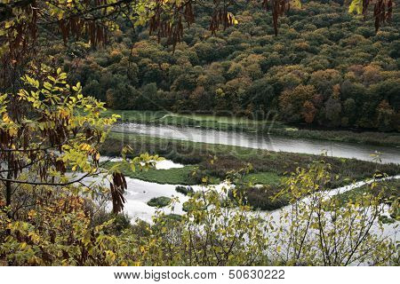 View of the Dniester canyon in the Ternopil region, Ukraine.