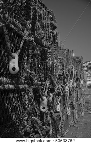 Lobster pots monochrome