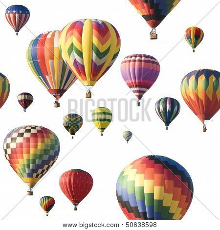 Colorful Hot-air Balloons Floating Against White