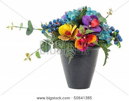Bouquet Of Blue Hydrangea And Vanda