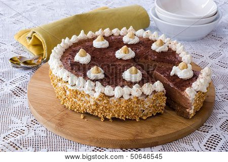 Chocolate Cheesecake Over A Table