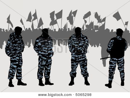 Politi og demonstranter