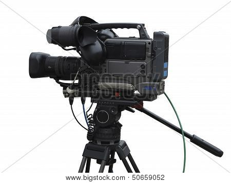 Tv Professional Studio Digital Video Camera Isolated On White