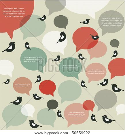 retro backgroung of bird communication , infographics