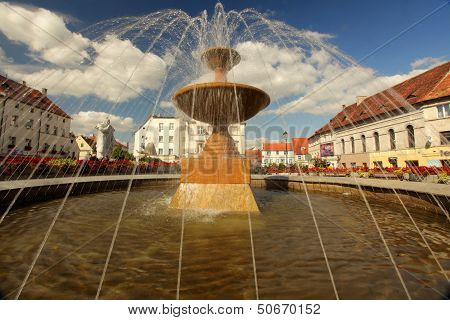 Fountain in ?wiebodzice old town square
