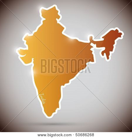 vintage sticker in form of India