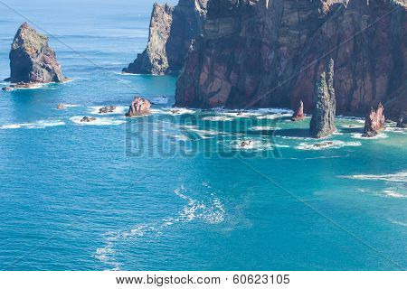 Rocks and cliffs at Cabo sao Lorencio Madeira Portugal