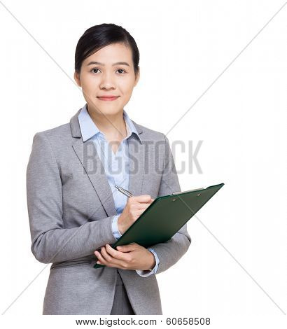 Asia businesswoman with filepad