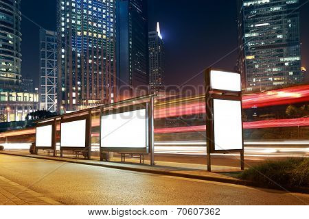 Blank Billboard On The Bus Stop,shanghai,china