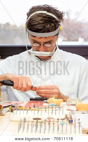Prosthetist Busy Making Artificial Facial Dental