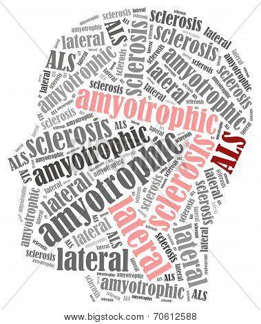 Als. Word Cloud Illustration Brain Disease Related.