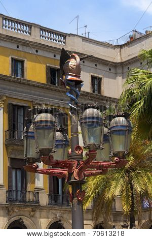 Lamp Post Of Antoni Gaudi - Barcelona Spain