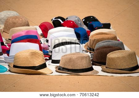 Market Of Hats On Ground