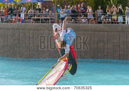Windsurfing session in Siam park. PWA2014 Tenerife
