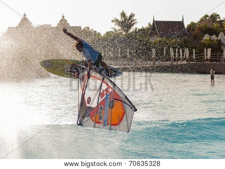 Windsurfing session in Siam park. PWA2014 Tenerife