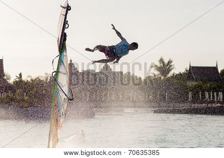 Windsurfing session in Siam park. PWA2014 Tenerife