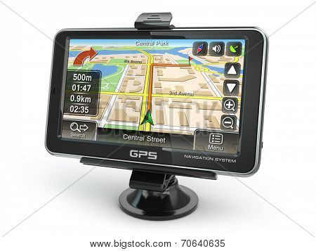 GPS navigation system on white isolated background. 3d