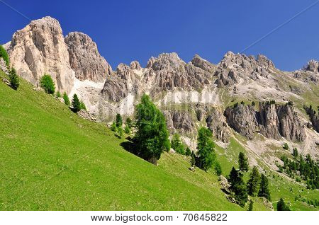 Dolomite peaks, Rosengarten,Val di Fassa, Italy Alps 