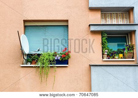 satellite dish on house facade